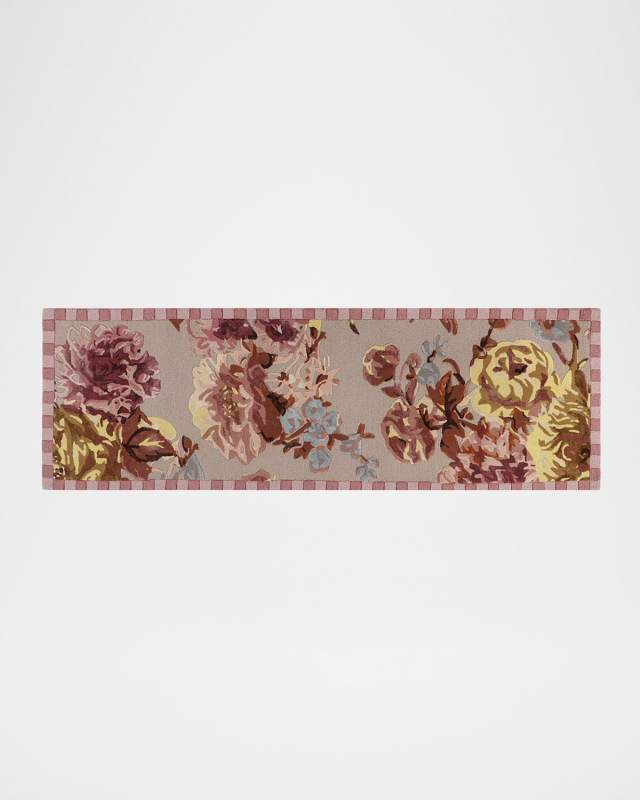 Dusty Rose Floral Runner, 3' x 8'